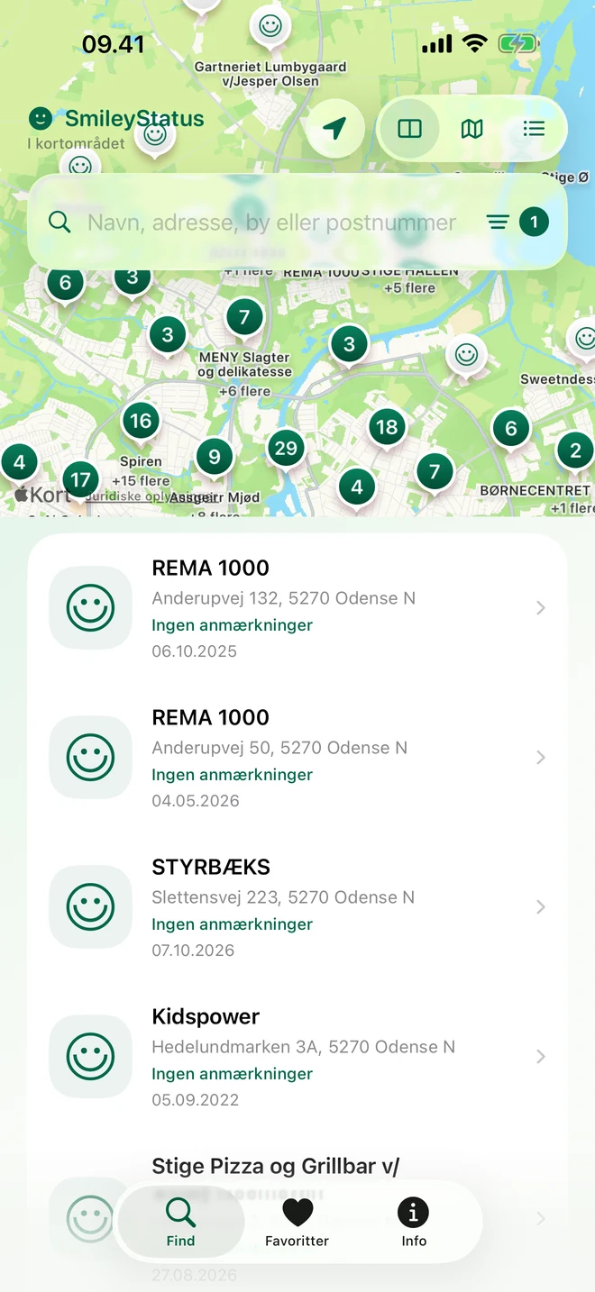Find steder på kortet